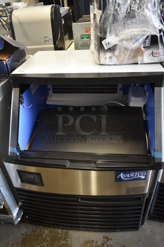 Brand new Avantco 194UCF280A stainless steel undercounter ice machine, 299 lb. capacity, 115V, 1 phase, slight scratches.