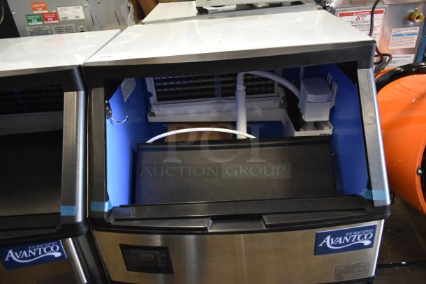 Avantco 194UCF280A stainless steel undercounter ice machine, 299 lb capacity, 115V, new condition with minor scratches.