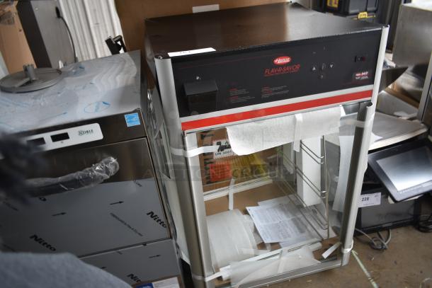 BRAND NEW Hatco Flav-r-savor heated holding cabinet, metal, countertop model, with minor scratches and dents.