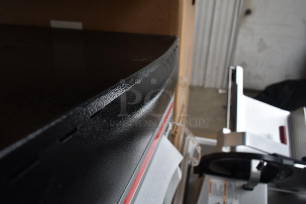 Hatco Flav-r-savor heated holding cabinet, black metal, new with minor scratches and dents, commercial countertop use.