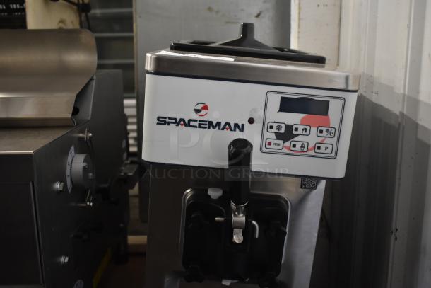 BRAND NEW SCRATCH AND DENT Spaceman 6210-C stainless steel single flavor soft serve ice cream machine, 110V, gravity-fed, one hopper.