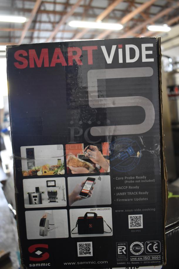 BRAND NEW Sammic SMARTVIDE5 Sous Vide Immersion Circulator, 120V. Features smart cooking options, core probe ready, HACCP and JANBY track ready. Box shows slight scratches.