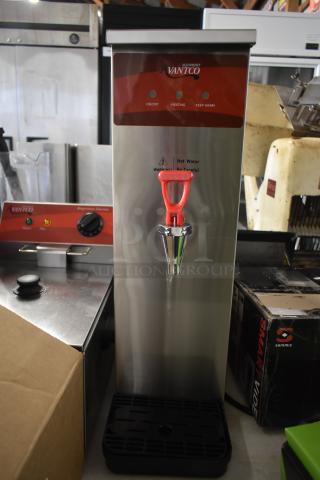 Brand new Avantco 177HWDA2 stainless steel 2-gallon hot water dispenser, 120V, 1 phase, with visible controls.
