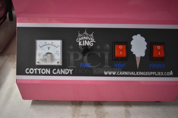 BRAND NEW Carnival King 382CCME21 metal cotton candy machine with 21" stainless steel bowl. Features power switches and voltage meter.