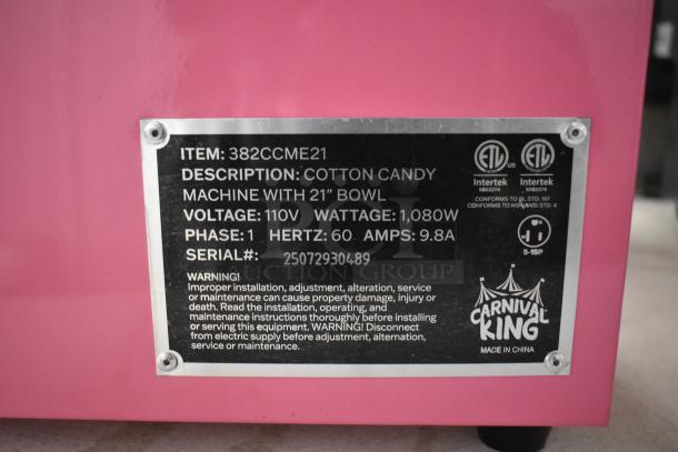BRAND NEW SCRATCH AND DENT Carnival King 382CCME21 Metal Cotton Candy Machine, 21" Stainless Bowl, 110V, 1 Phase.