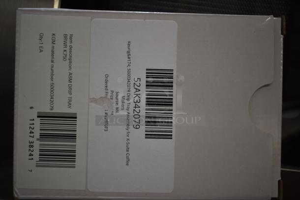 Box for Keurig 5000342079 Drip Tray Assembly, K-Suite Coffee Makers. Item code 52AK342079 visible. New, scratch and dent.