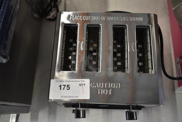 Brand new Avantco THD27208 stainless steel 4-slice toaster with wide slots, scratch and dent condition, 208V.