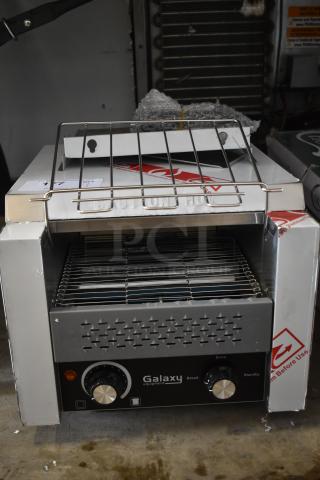 Brand new 2025 Galaxy 177GCT10 stainless steel commercial conveyor toaster. Features 3" opening, 120V, 1 phase.