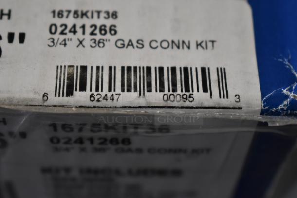 BRAND NEW SCRATCH AND DENT! Dormont 1675KIT36 gas connector kit label, showing SKU, 36" length, 3/4" diameter.