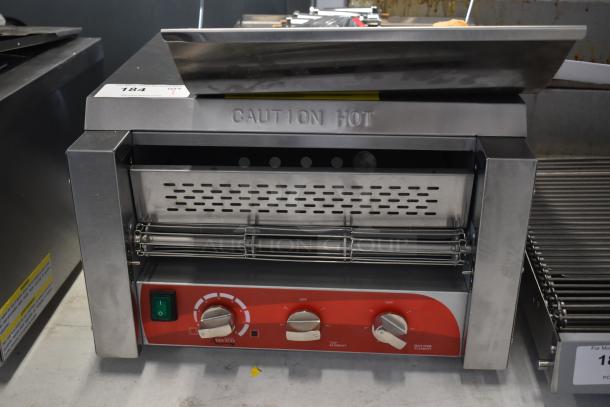 Avantco 184T3600D stainless steel conveyor toaster, 14.5" wide, 3" opening, new, minor scratches, 1200 slices/hour, 240V.