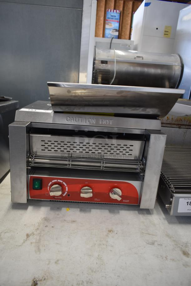 Brand new Avantco 184T3600D stainless steel conveyor toaster, 14.5" wide, 3" opening, 1200 slices/hour, 240V, 1 Phase.