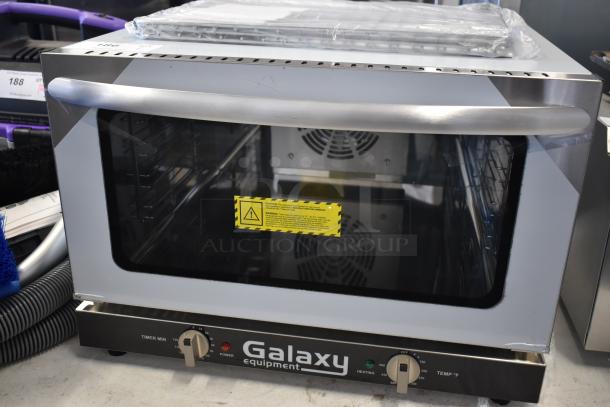 Brand new Galaxy 177COE3H stainless steel half size countertop convection oven, 120V, scratch and dent condition.
