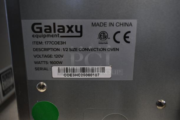 BRAND NEW SCRATCH AND DENT! Galaxy 177COE3H Stainless Steel Half Size Countertop Convection Oven; 120V, 1600W, ETL certified.