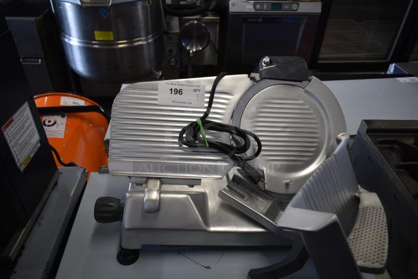 BRAND NEW Hobart EDGE10-11 stainless steel meat slicer, 10" blade, countertop model, includes blade sharpener. 115V, 1 phase.