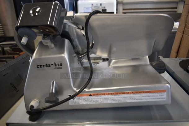 Brand new 2023 Hobart Centerline EDGE10-11 meat slicer, stainless steel, 10" blade, sharpener included, 115V, 1 phase.
