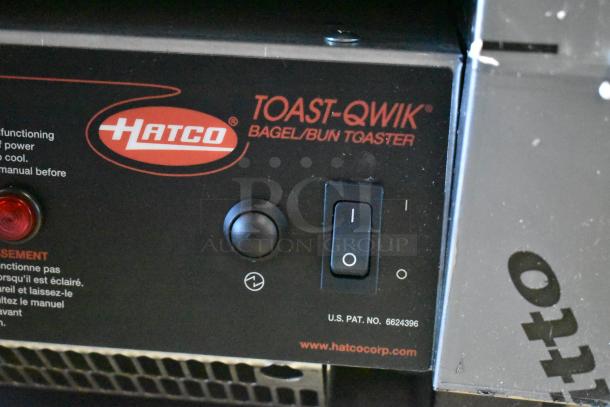 BRAND NEW Hatco TQ-800HBA one-side conveyor toaster, stainless steel, 3" opening, 208V/1Phase, Toast-Qwik label visible.