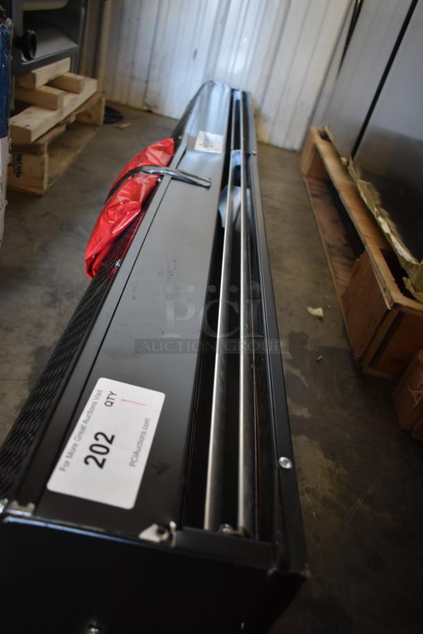 Brand new Berner Air Curtain SLC07-1072AA-BK, 72" black, low profile, 120V, sanitation certified. Minor cosmetic scratches.