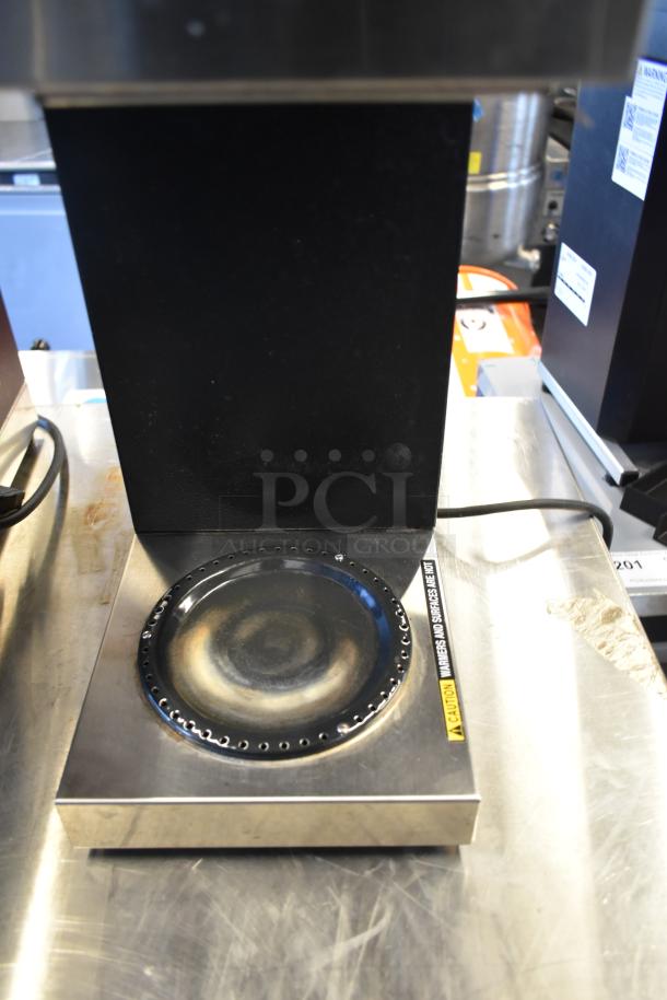Bunn VPR Black 12 Cup Pourover Coffee Brewer with 2 warmers, showing one warmer plate. 120 Volts, 1 Phase.