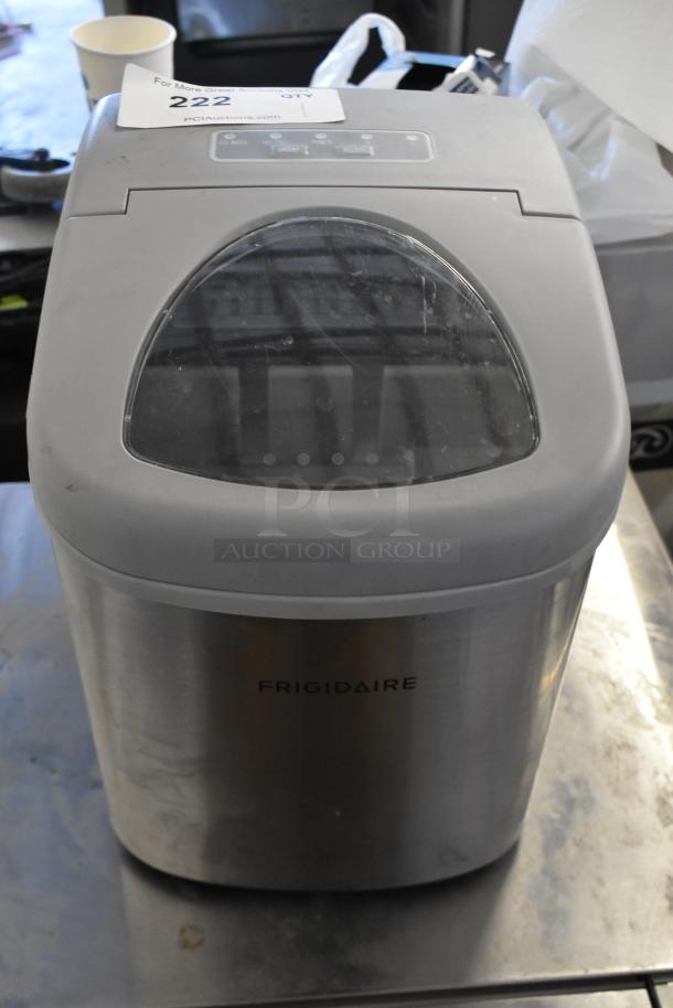 Frigidaire EFIC130-SS stainless steel countertop ice maker, 120 volts, 1 phase, in good condition with control panel visible.