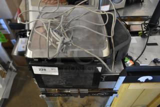 2016 Hobart HTi-LH commercial countertop scale. Metal body. Missing power cord; untested. Model and auction tags visible.