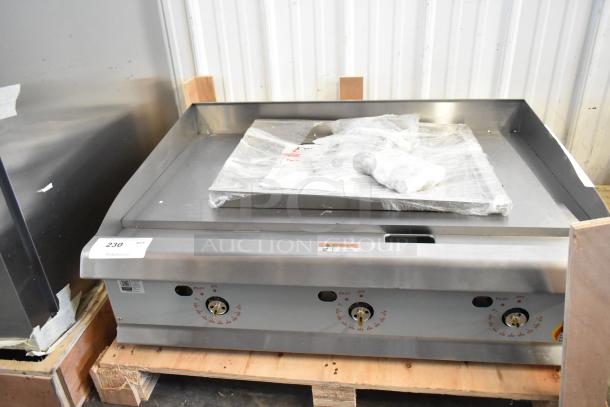 Brand new Cooking Performance Group 351GTCPG36NL stainless steel flat top griddle, thermostatic controls, 90,000 BTU.