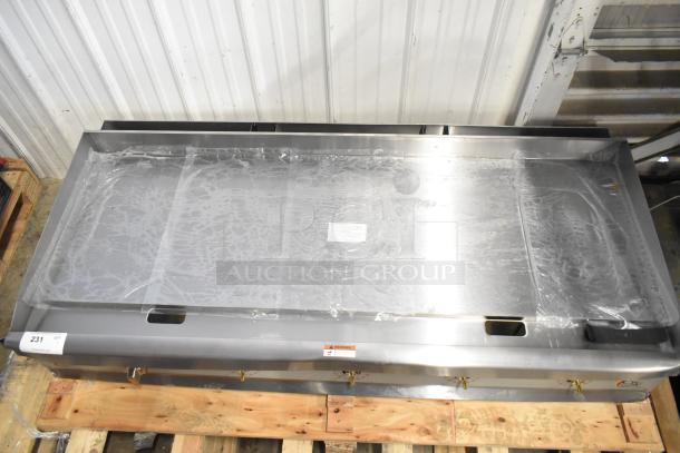 Brand new Cooking Performance Group 351GTCPG60NL stainless steel flat top griddle, 150,000 BTU, thermostatic controls.