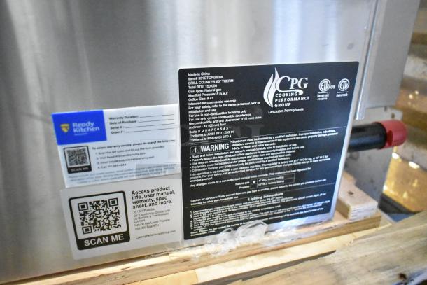 2025 CPG 351GTCPG60NL stainless steel commercial griddle, 150,000 BTU, natural gas, thermostatic controls, brand new.