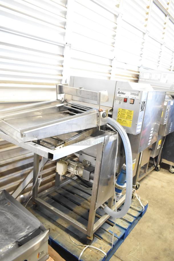 Belshaw Adamatic TG-50 stainless steel thermoglazing station on casters, 208V, 1 phase, commercial use.