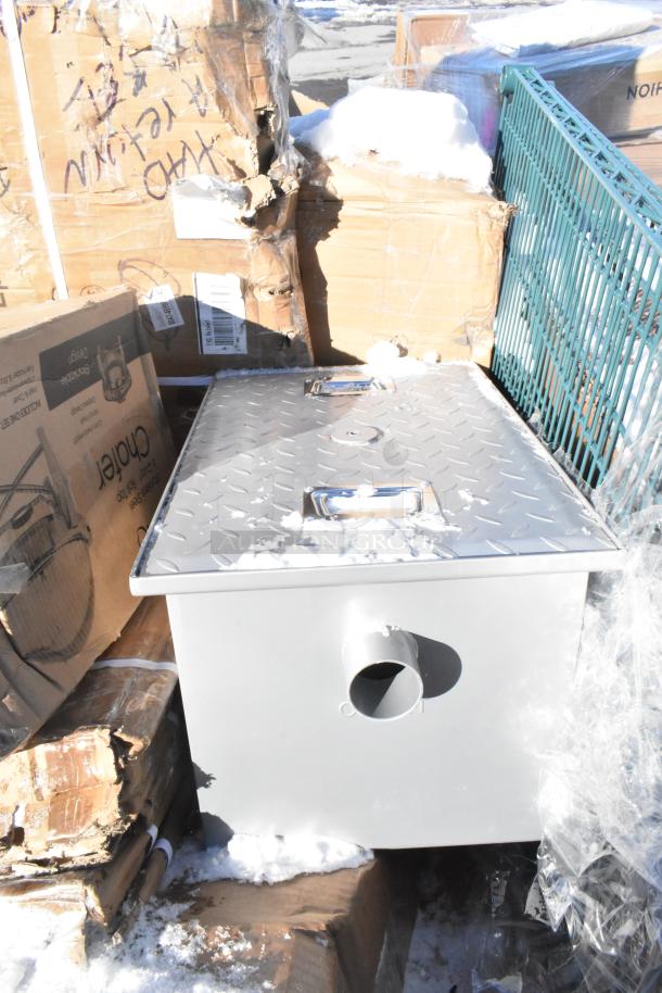 12 brand new scratch and dent items, including fryer and chafer, in original packaging. Boxes show damage, contents unused.