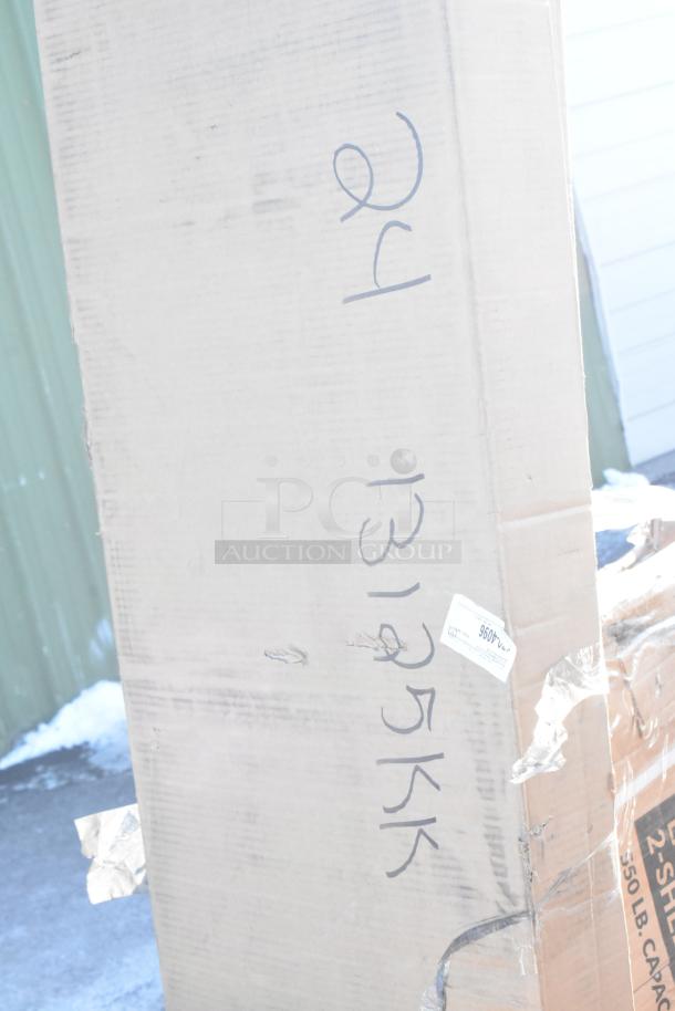 Cardboard box labeled "24" and "13125KK," containing 12 scratch and dent items including a sink, bar stool, and pot rack.