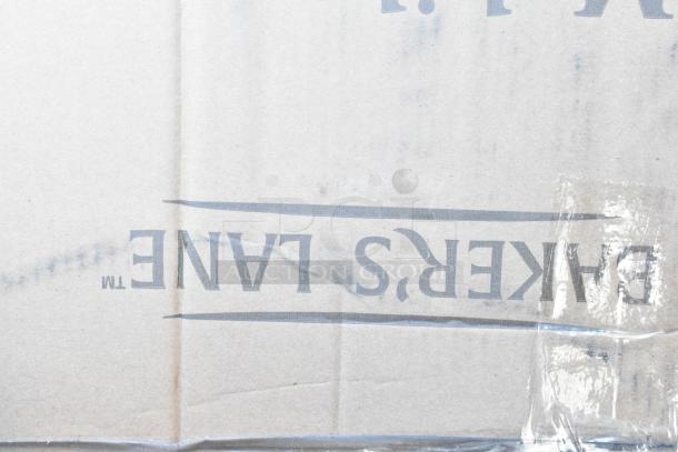 Cardboard box with "Baker's Lane" label visible, sealed with clear tape, indicating a new scratch and dent item.