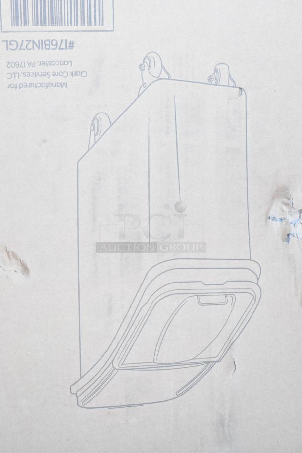 Cardboard box featuring an illustration of an ingredient bin with wheels. Box has minor dents and a barcode visible.