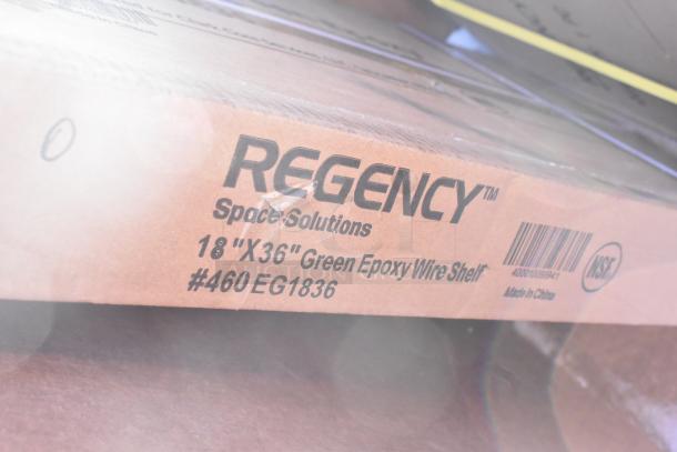 Regency Space Solutions 18"x36" green epoxy wire shelf, brand new, #460EG1836, made in China, NSF certified.
