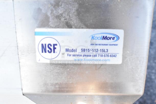 KoolMore SB151512-15L3 stainless steel commercial sink, 48 inch, NSF label, 2 compartments, 2 drainboards, new with scratches.