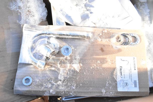 Brand new 2025 Eagle HSA-10-FA-1P foot-operated hand sink parts, with gooseneck, single foot pedal, P-trap, and basket drain.