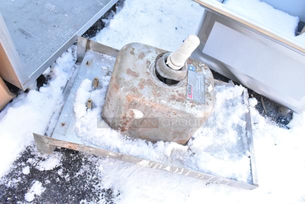Stainless Steel Single Bay Sink, no legs, in fair condition, with visible snow and usage markings.