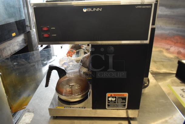 2021 Bunn 33200.0002 VPR coffee brewer with 2 warmers, 2 decanters. Black. 120V, 1 phase. Model VPR.