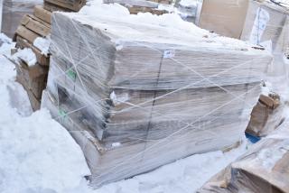 Three brand new scratch and dent cabinets/lockers, shrink-wrapped in packaging, likely slightly damaged, sold at auction.