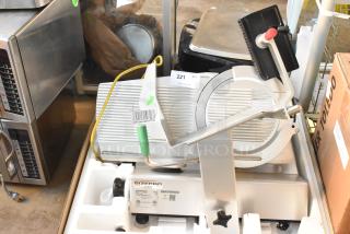 2023 Bizerba GSP HD meat slicer, commercial-grade, countertop model, stainless steel, 120V, 1 phase, new condition.