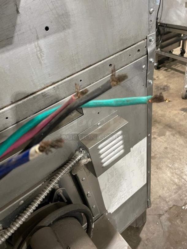 SunFire Commercial Stainless Steel Electric Double Stacked Convection Oven, Model ICOE10M, shown with wiring and leg supports.