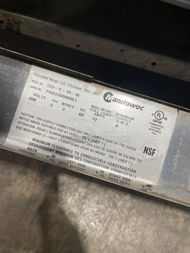 SunFire Commercial Stainless Steel Convection Oven, Model ICOE10M, Serial 1102230000951, 208V 3 Phase, with wired rack.