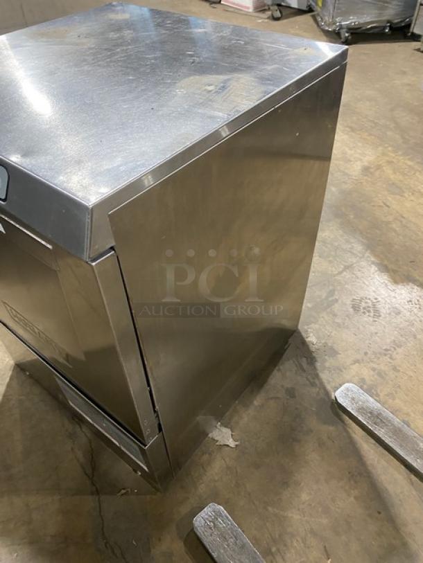 Hobart Advansys LXEC undercounter dishwasher, stainless steel, Energy Star certified, with peg rack, model 231177782, 120V, 1 phase.