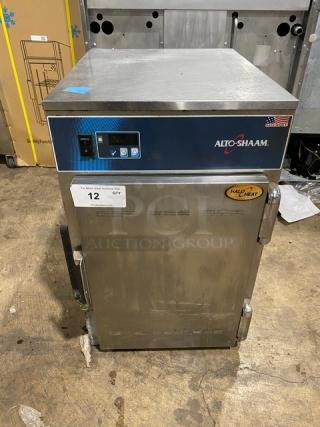 Alto-Shaam 500-S Halo Heat stainless steel heated holding cabinet, 2018 model, with pan holding racks, on casters.