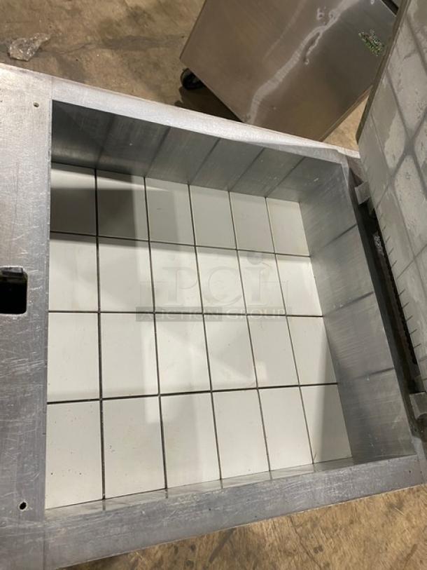 Panimatic P84-S electric dough divider, stainless steel, free-standing, on casters, serial SN: 025S225, interior grid visible.