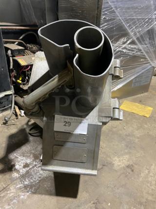 Hobart commercial electric continuous feed food processor, stainless steel, countertop model, minor wear, label with auction number 29.