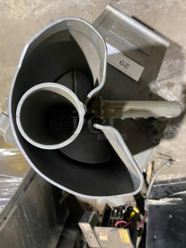 Hobart commercial electric food processor, countertop model, continuous feed, durable metal construction, used condition.