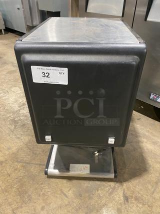 Star HPDE2 condiment warmer dispenser, black powder-coated stainless steel, electric, countertop, push button, 120V.