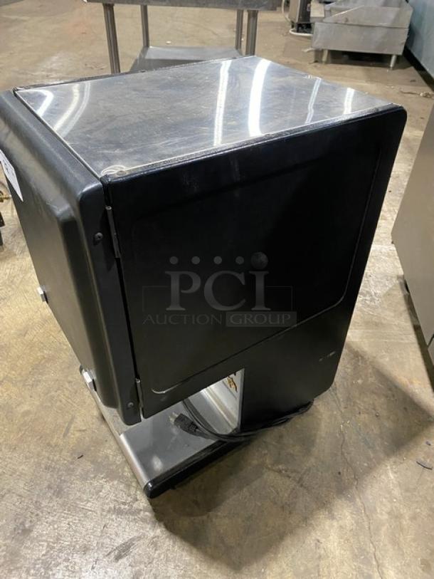 Star HPDE2 black powder-coated stainless steel condiment warmer, electric powered, with push button control, 120V.