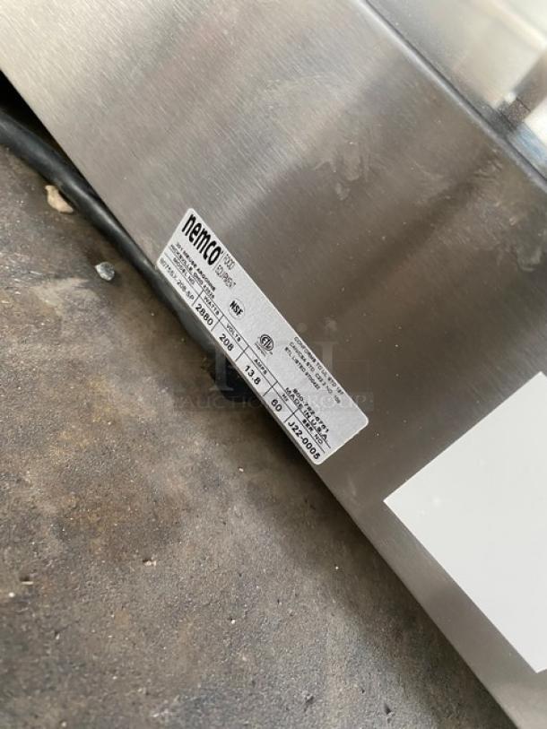 Nemco commercial stainless steel hot dog roller grill, model 8075SX208SP, 75-dog capacity, with non-stick rollers, 208V.