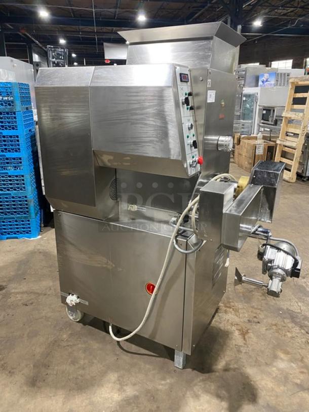 Italgi P80A stainless steel pasta extruder, electric, high-production, 230V, 3-phase, on legs and casters, used condition.